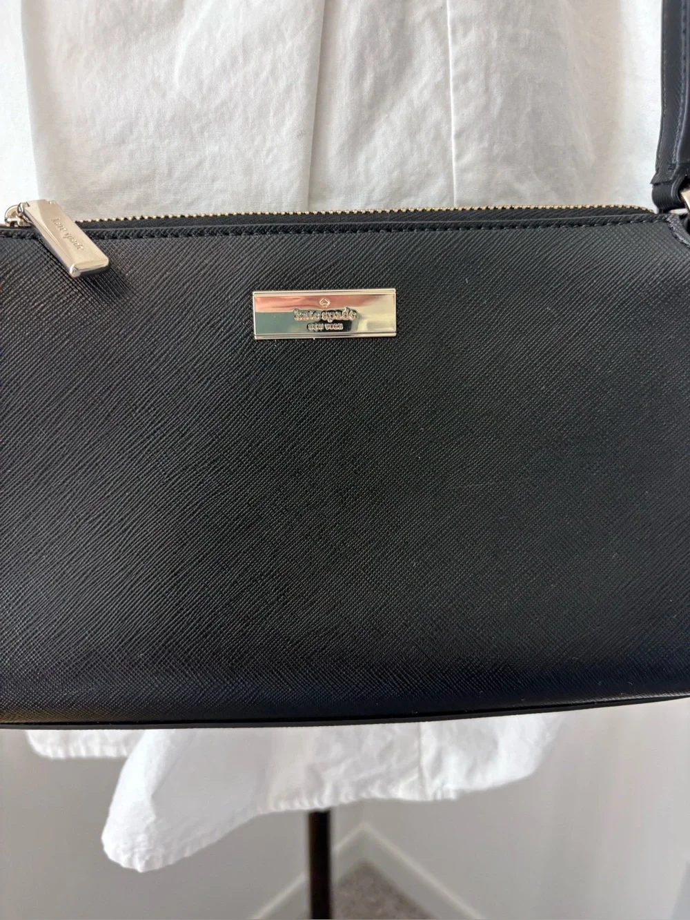 Kate Spade small black saffiano Leather with gold crossbody bag